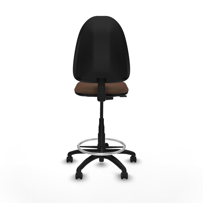 Taburete Aýna con mecanismo Contacto permanente básico tapizada con Tela color Marrón oscuro. Equipado con Base poliamida negra, Sin brazos y Ruedas de parqué