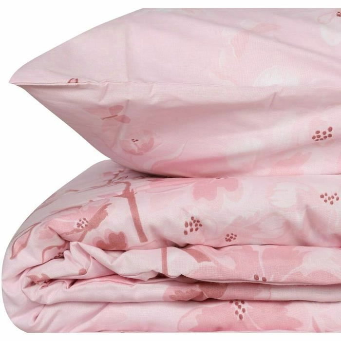 Aucune Juego de cama Rosa 100% algodón reforzado con funda nórdica y 2 fundas de almohada Aucune Juego de cama Rosa 100% algodón reforzado con funda nórdica y 2 fundas de almohada