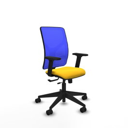 PIQUERAS Y CRESPO Silla de oficina Motilla con mecanismo Sincro/Traslack, Amarillo y Azul