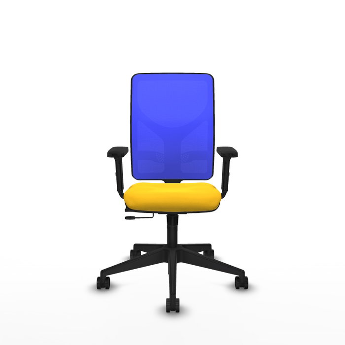 PIQUERAS Y CRESPO Silla de oficina Motilla con mecanismo Sincro/Traslack, Amarillo y Azul