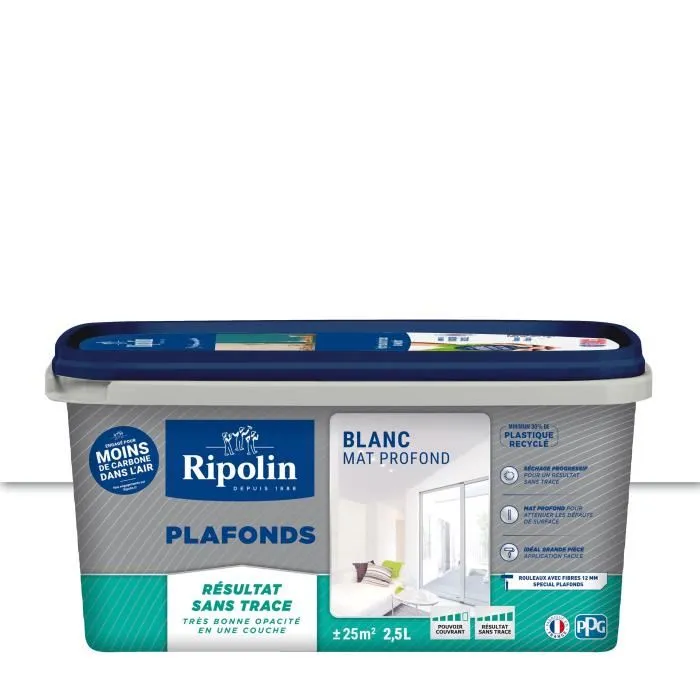 Ripolin RIP3174269072805 Pintura para Techo Blanco Mate Sin Rastro 2,5 L