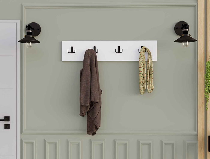Dörltlü Gancho de Pared Blanco 80x15x1.8 cm Organizador Colgador Ropa Hogar