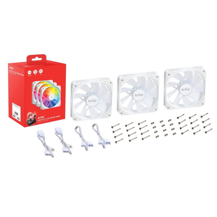 XPG VENTO R 120 ARGB PWM Ventilador de 120 mm Pack de 3 Blanco