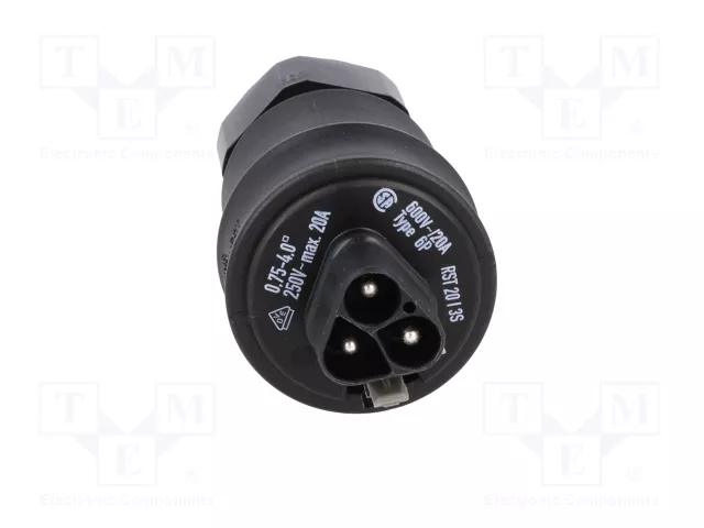WIELAND Conector Industrial Redondo RST Macho de 3 Pines, 250V, Negro