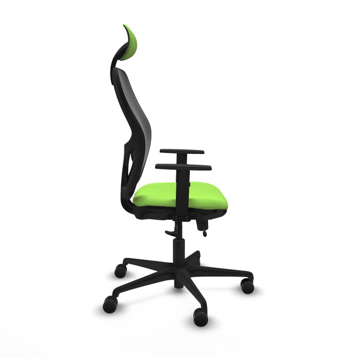 Silla de oficina Jorquera con mecanismo Sincro/Traslack tapizada con Tela color Pistacho y malla color Negro. Equipada con lumbar 1D, Brazos 1D, Cabecero Fijo y Ruedas 65mm nailon Silla de oficina Jorquera con mecanismo Sincro/Traslack tapizada con Tela color Pistacho y malla color Negro. Equipada con lumbar 1D, Brazos 1D, Cabecero Fijo y Ruedas 65mm nailon