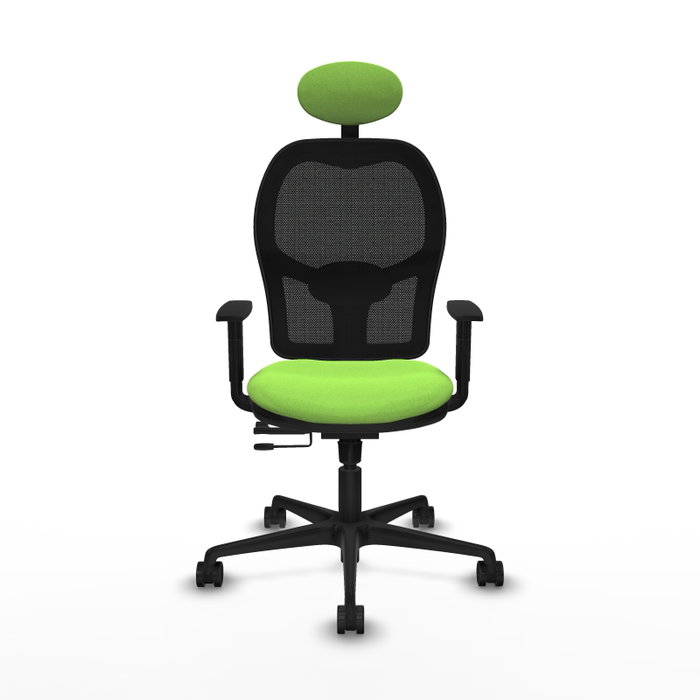 Silla de oficina Jorquera con mecanismo Sincro/Traslack tapizada con Tela color Pistacho y malla color Negro. Equipada con lumbar 1D, Brazos 1D, Cabecero Fijo y Ruedas 65mm nailon Silla de oficina Jorquera con mecanismo Sincro/Traslack tapizada con Tela color Pistacho y malla color Negro. Equipada con lumbar 1D, Brazos 1D, Cabecero Fijo y Ruedas 65mm nailon