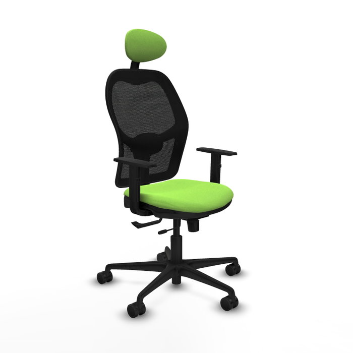 Silla de oficina Jorquera con mecanismo Sincro/Traslack tapizada con Tela color Pistacho y malla color Negro. Equipada con lumbar 1D, Brazos 1D, Cabecero Fijo y Ruedas 65mm nailon Silla de oficina Jorquera con mecanismo Sincro/Traslack tapizada con Tela color Pistacho y malla color Negro. Equipada con lumbar 1D, Brazos 1D, Cabecero Fijo y Ruedas 65mm nailon