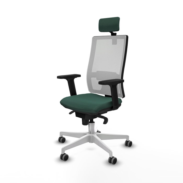 PIQUERAS Y CRESPO Silla de oficina Horna con mecanismo Sincro, Verde botella y Blanco