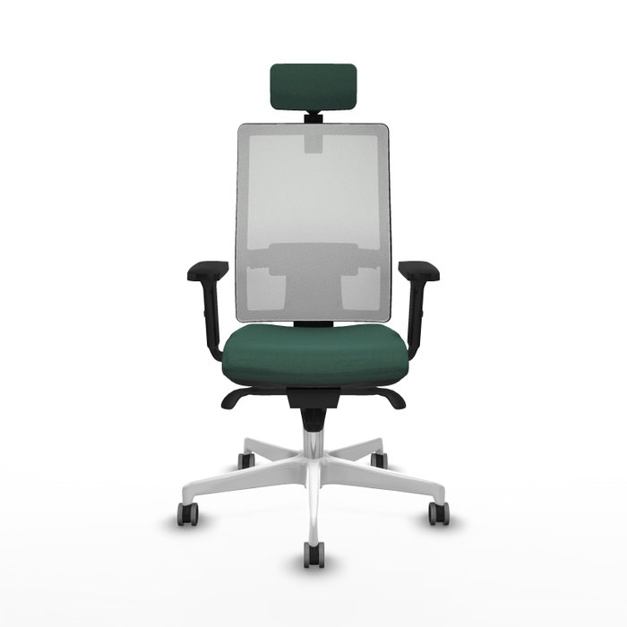 PIQUERAS Y CRESPO Silla de oficina Horna con mecanismo Sincro, Verde botella y Blanco