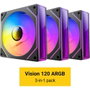 Antec Kit de 3 Ventiladores Vision 120 ARGB Negro