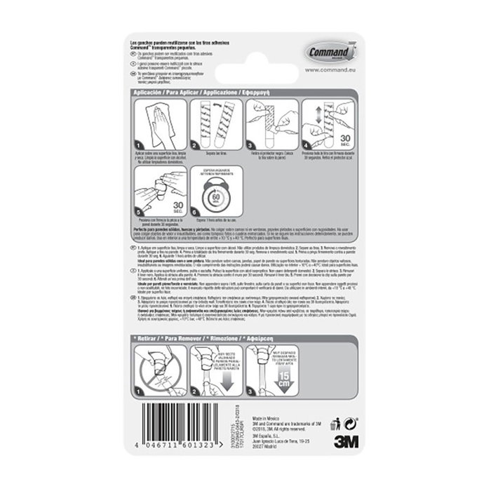 3M Command Clips Redondos para Cables, Transparentes, 19 x 32 x 13 mm, Pack 4 Unidades + 5 Tiras, 17017clr 3M Command Clips Redondos para Cables, Transparentes, 19 x 32 x 13 mm, Pack 4 Unidades + 5 Tiras, 17017clr