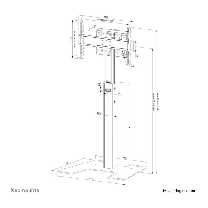Neomounts FL45S-825BL1 Soporte de Suelo para TV MOVE Up, Ajustable 37-75", Negro, Inclinación y Altura, 70 kg, 100x100 - 600x400 mm VESA Neomounts FL45S-825BL1 Soporte de Suelo para TV MOVE Up, Ajustable 37-75", Negro, Inclinación y Altura, 70 kg, 100x100 - 600x400 mm VESA