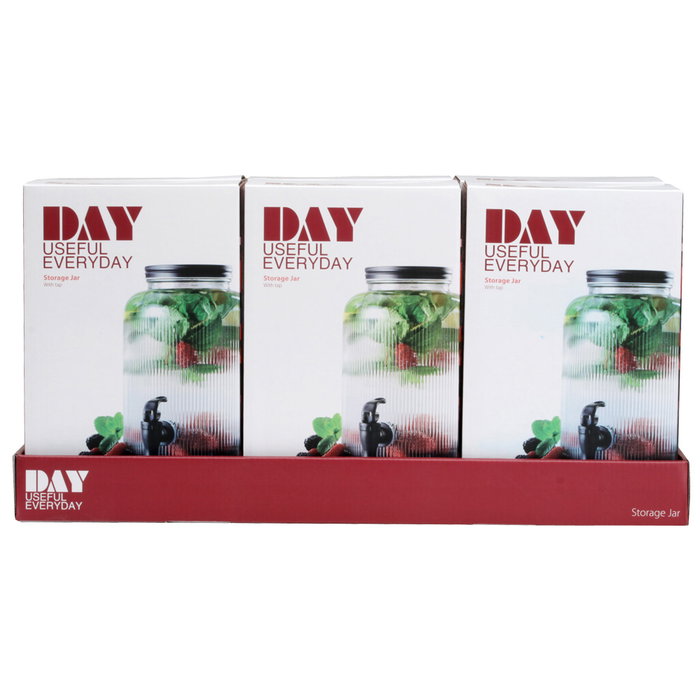 Day Dispensador de Bebida 4 L con Grifo Cristal Líneas Verticales Tapa Metal