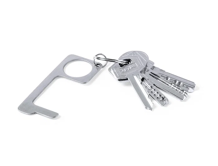 Blanca Llavero Higiénico Anticontacto Acero Inoxidable 3,20x7,60 cm para Evitar Tocar Superficies Blanca Llavero Higiénico Anticontacto Acero Inoxidable 3,20x7,60 cm para Evitar Tocar Superficies