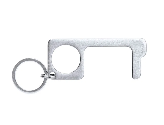 Blanca Llavero Higiénico Anticontacto Acero Inoxidable 3,20x7,60 cm para Evitar Tocar Superficies Blanca Llavero Higiénico Anticontacto Acero Inoxidable 3,20x7,60 cm para Evitar Tocar Superficies