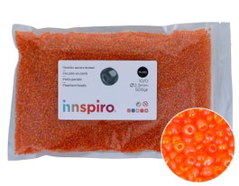 Innspiro Rocalla de vidrio redonda aurora boreale naranja 2,3mm 500g