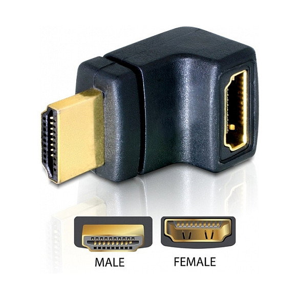 DeLOCK Adaptador HDMI macho a HDMI hembra 90° arriba, Negro DeLOCK Adaptador HDMI macho a HDMI hembra 90° arriba, Negro