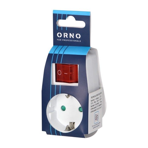 ORNO Enchufe Schuko 1 Toma con Interruptor, Modelo ORAE 13188 (GS)