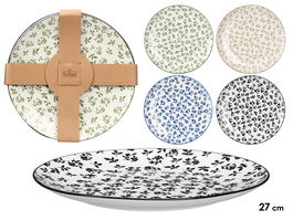 Vessia Plato Llano 27 x 27 cm Cerámica Porcelana Colores Surtidos (Azul, Beige, Negro, Verde) (Set de 24)