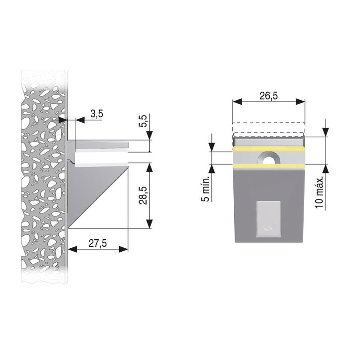 ITALIANA FERRAMENTA Soporte Estante Mini Kalabrone Acabado Cromo Para Pared Pladur Madera