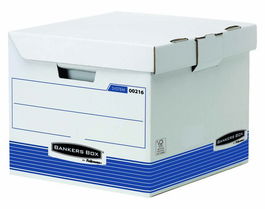 Fellowes Contenedor De Archivo Con Tapa Fija Azul-Blanco para Cajas, Archivadores y Carpetas