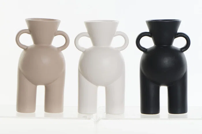 DKD Home Decor Jarrón de Porcelana Surtido 11,5x9x19,5 cm DKD Home Decor Jarrón de Porcelana Surtido 11,5x9x19,5 cm