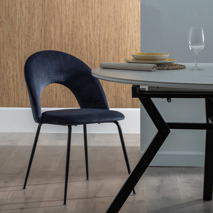 Silla Azul Tejido-Metal Contract 49 X 60 X 81 cm (Set de 4)