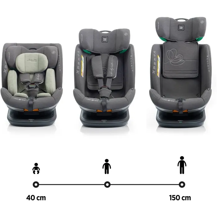 Babyauto Silla de Coche XPERTA Grupo 0/1/2/3 (0-150 cm) Giratoria y Reclinable con Reductor - Color Oliva - Ref. BAB8435593704783
