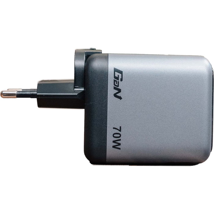 Verbatim Mini GaN Charger 70W con Cable USB-C Retráctil y Pantalla