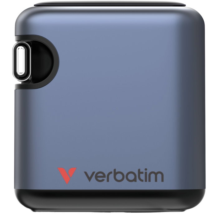 Verbatim Mini GaN Charger 70W con Cable USB-C Retráctil y Pantalla