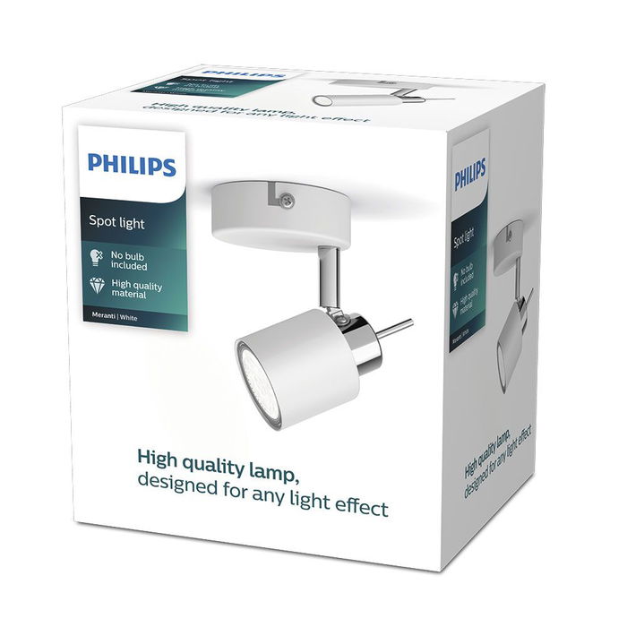 Philips Foco Meranti GU10 Lámpara 1 Foco Ajustable Blanco Metal 8 x 15,5 x 8 cm