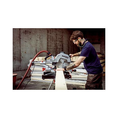Metabo Set KGS 305 M + KSU 401 Sierra ingleteadora doble bisel 30.5 cm 1600W 3700 RPM con guía láser