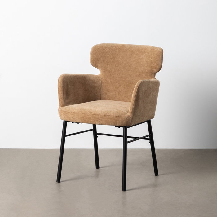 Silla Beige Tejido-Metal Salón 59,50 X 62,50 X 86 cm (Set de 2)