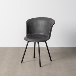 Silla Negro Metal / Simil Piel 53 X 51,50 X 76 cm (Set de 2)