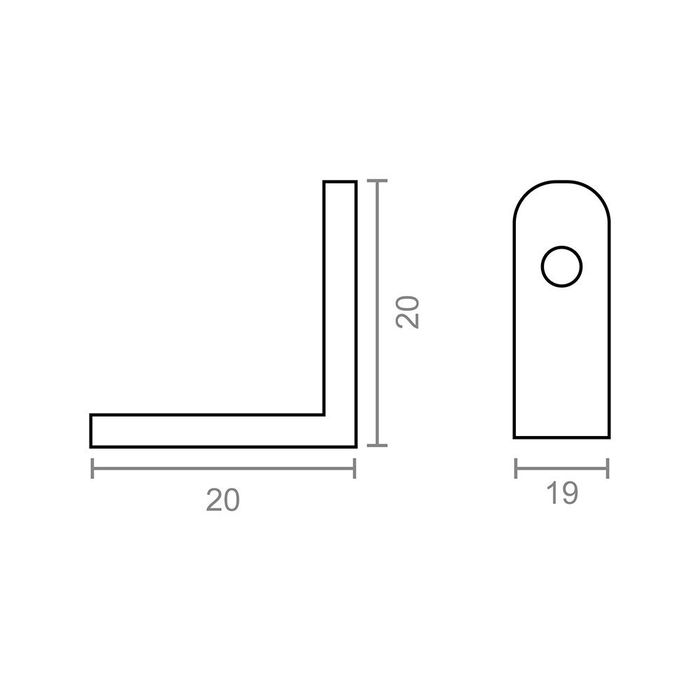 Micel Ángulo Refuerzo An01 Bicromatado 20 x 20 x 19 mm Espesor 2 mm Canto Redondo Micel Ángulo Refuerzo An01 Bicromatado 20 x 20 x 19 mm Espesor 2 mm Canto Redondo