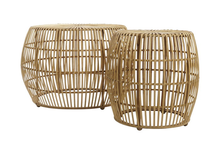 DKD Home Decor Set de 2 Mesas de Centro de Bambú Natural 70x70x50 cm DKD Home Decor Set de 2 Mesas de Centro de Bambú Natural 70x70x50 cm