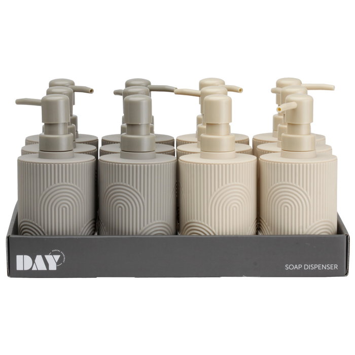 DAY Dispensador de Jabón Líquido 380 ml, Plástico ABS con Relieve, Colores Surtidos (Beige o Gris)