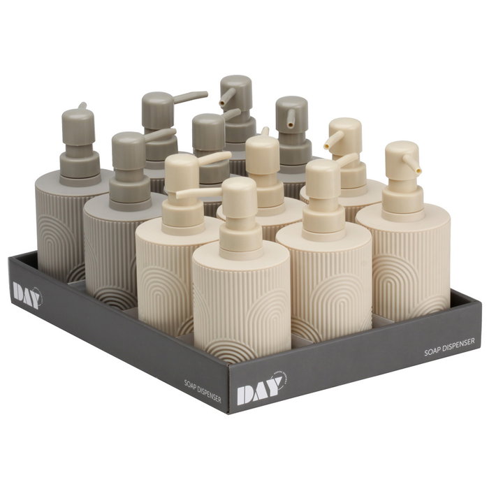 DAY Dispensador de Jabón Líquido 380 ml, Plástico ABS con Relieve, Colores Surtidos (Beige o Gris)