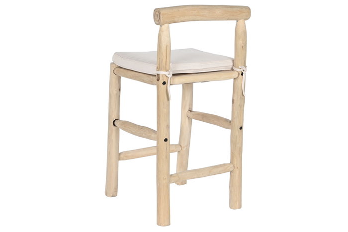 DKD Home Decor Taburete Teca Poliéster 50x50x102 Natural