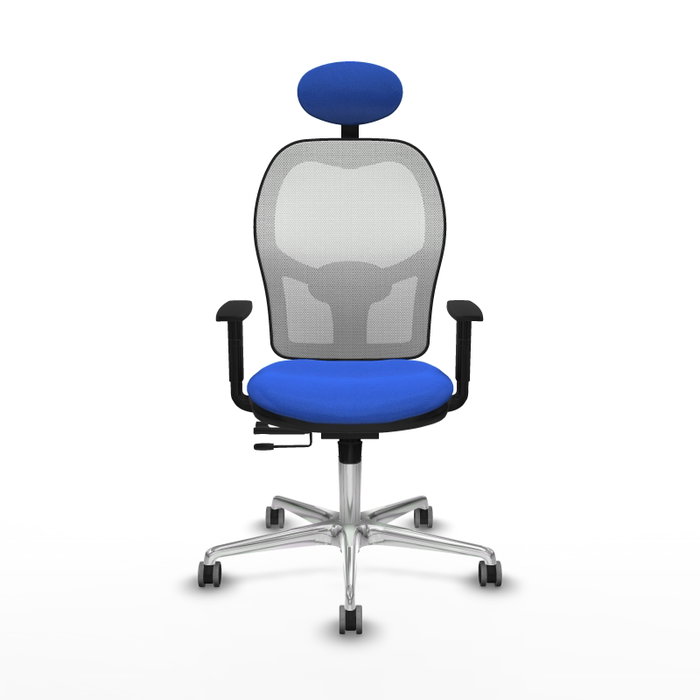 PIQUERAS Y CRESPO Silla de oficina Jorquera con mecanismo Sincro/Traslack, Azul y Blanco