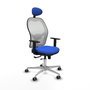 PIQUERAS Y CRESPO Silla de oficina Jorquera con mecanismo Sincro/Traslack, Azul y Blanco