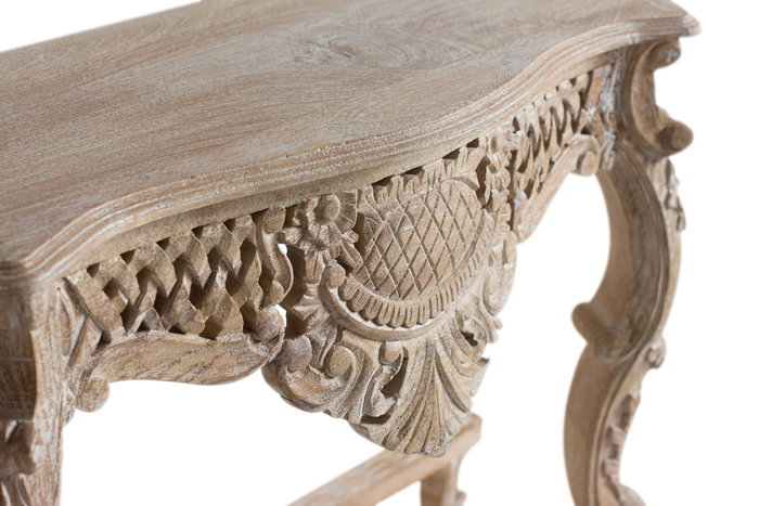 Giner y Colomer Consola de Madera de Mango Blanco Envejecido 76x120x42 cm