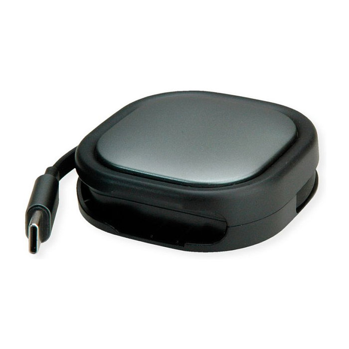 ROLINE Cable USB 2.0 Enrollable USB C a USB C 1,2 m Negro/Gris
