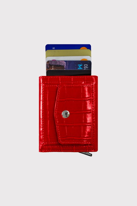 Zoozie Bags Cartera Unisex Rojo Piel PU Elegante y Resistente para Hombre y Mujer
