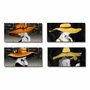DKD Home Decor Set de 4 Cuadros Lienzo Mujer Sombrero con Acabado Purpurina 100x50x2,5 cm