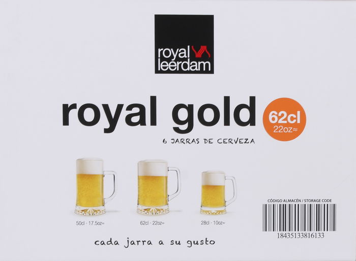 Royal Leerdam Set 6 Jarra Cerveza Royal Gold 62 cl