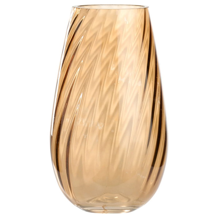 Day Jarrón Oval Ámbar, Hecho a Mano Soplado a Boca, Color Marrón Transparente, 25 cm de Altura, 14.5 cm de Diámetro