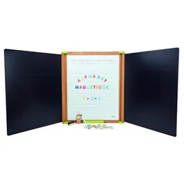 Jeujura Tríptico Grande de Madera Magnético para Niños con Letras y Números, 153x66 cm