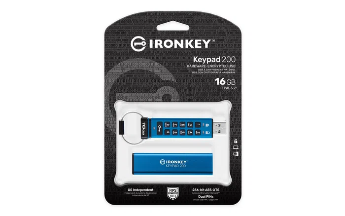 Kingston IronKey Keypad 200 KP200/16GB - Unidad USB 3.2 Tipo A 16 GB Cifrado Hardware FIPS 140-3 Nivel 3