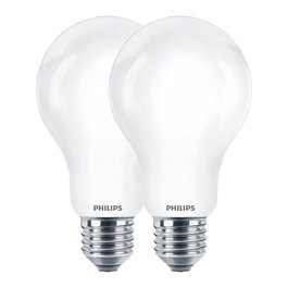 Philips Bombilla LED E27 Estándar, 10.5W (Equivalente 100W), 1521 Lúmenes, Luz Día 4000K, No Regulable, Clase D, Pack de 2 Unidades
